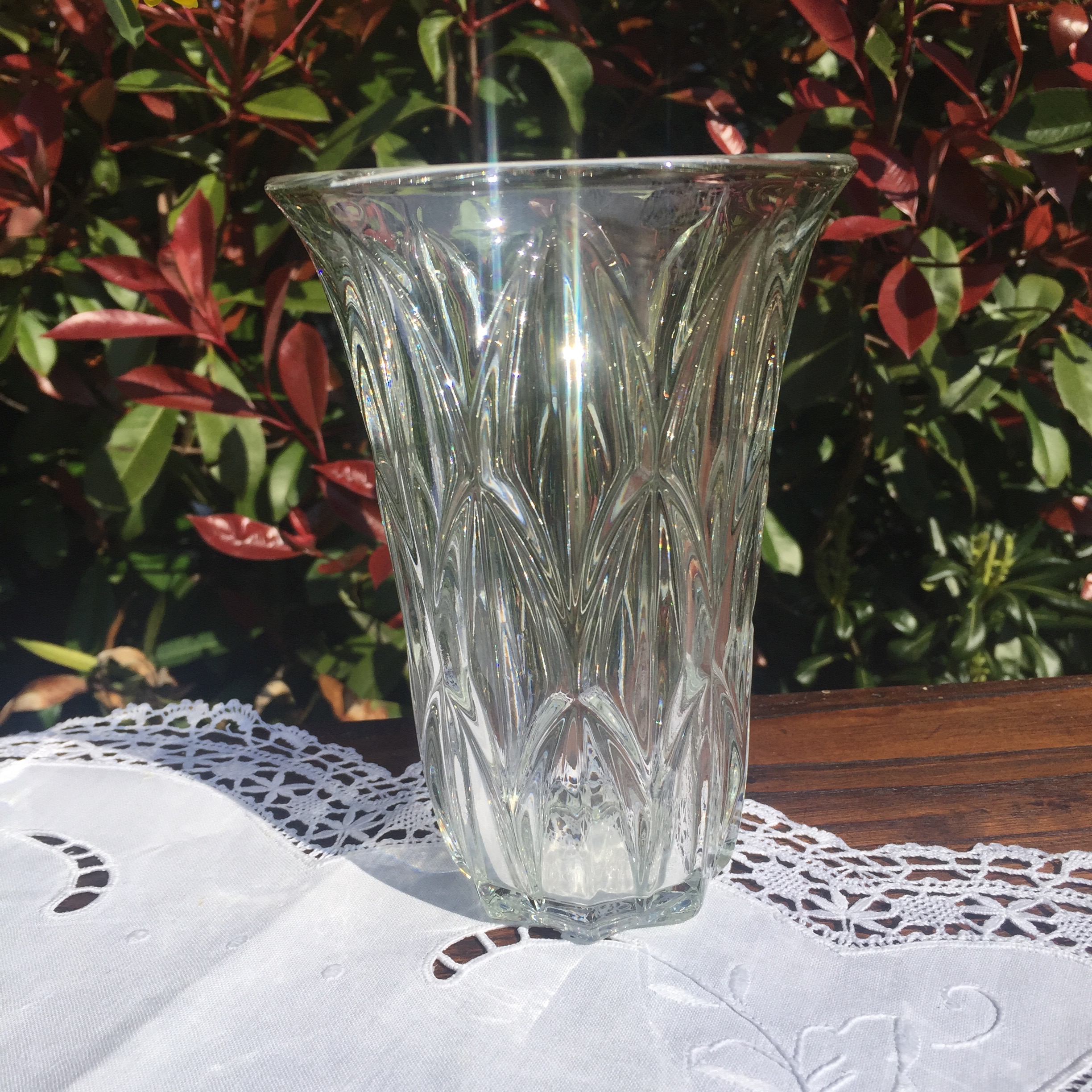 VASE VERRE CISELÉ VINTAGE