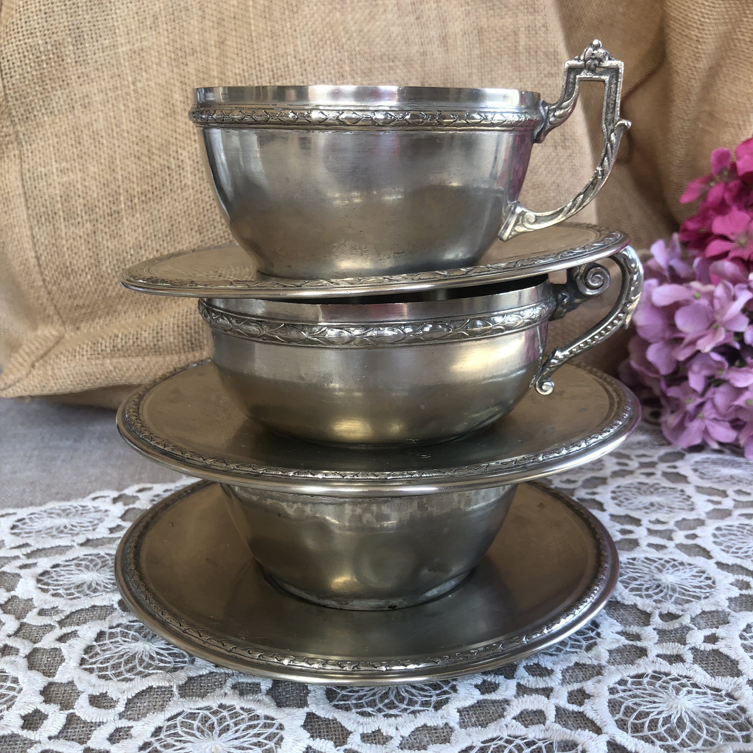 Lot de 3 tasses anciennes argenterie