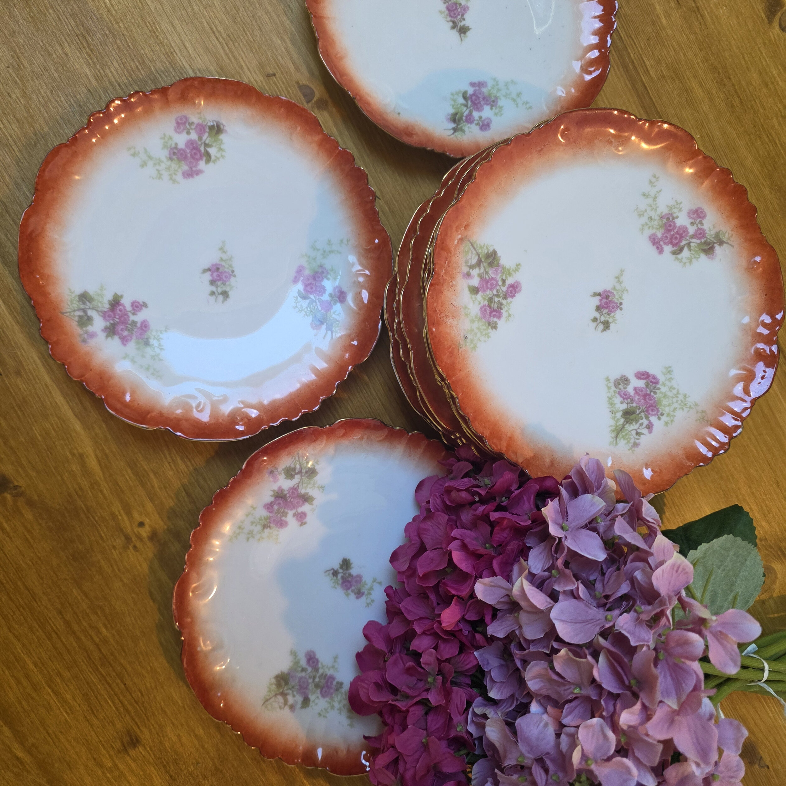 10 assiettes festonnées en porcelaine française