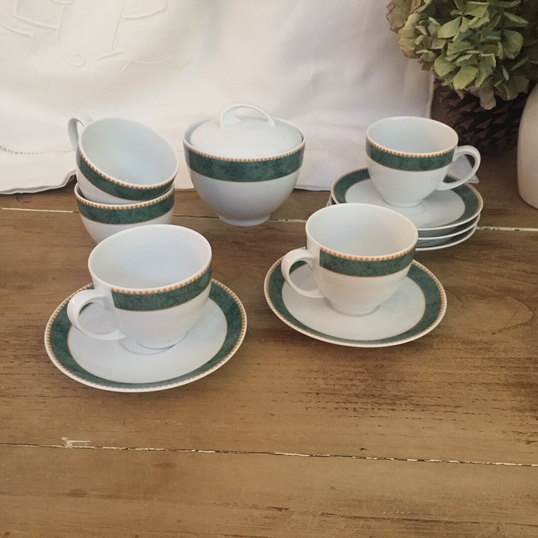 Lot De 4 Tasses Et Soucoupes Geneviève Lethu - Modèle Pays Sage 1995 - Occasion
