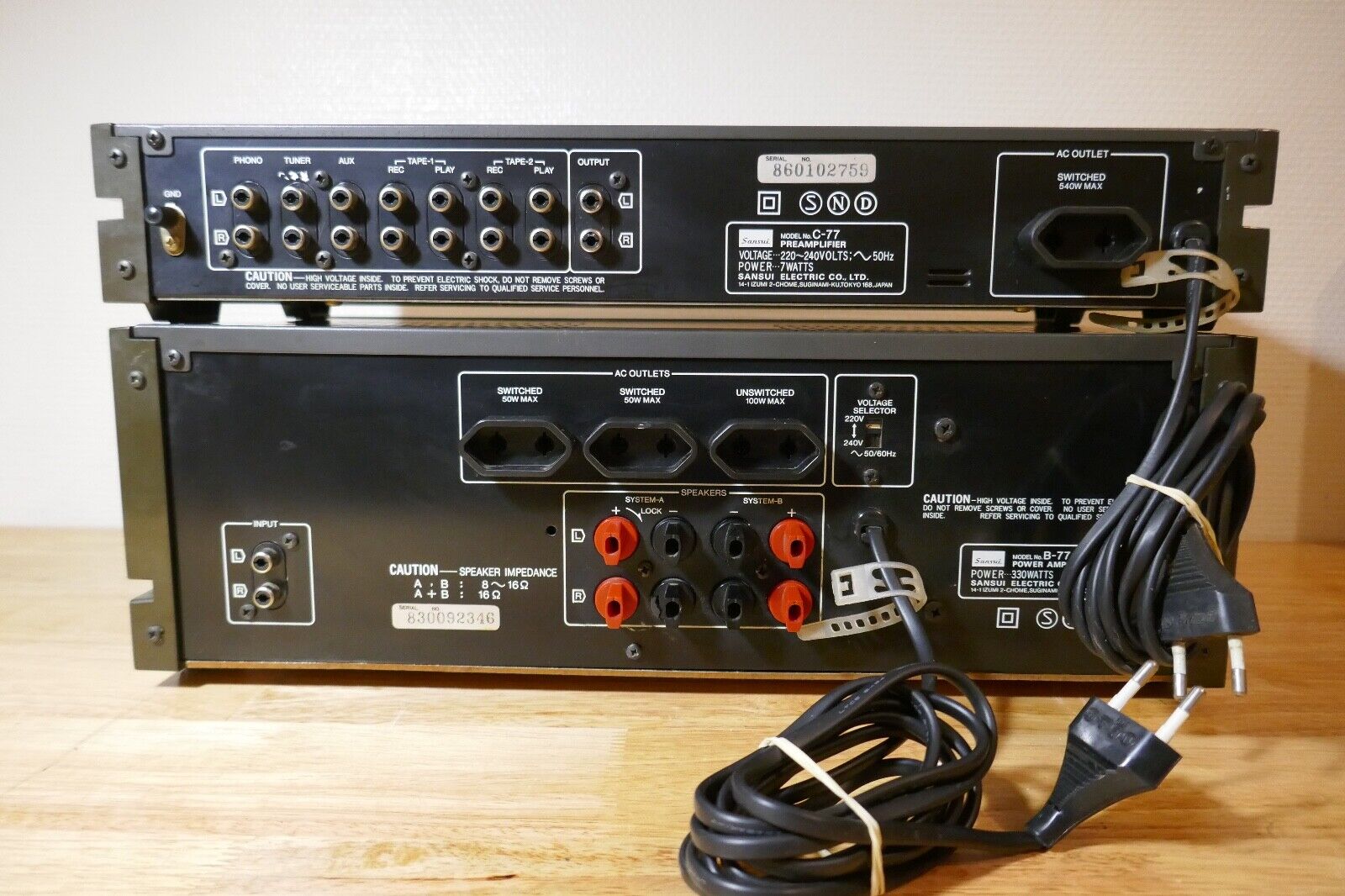 amplificateur préamplificateur SANSUI B-77 C-77 vintage occasion