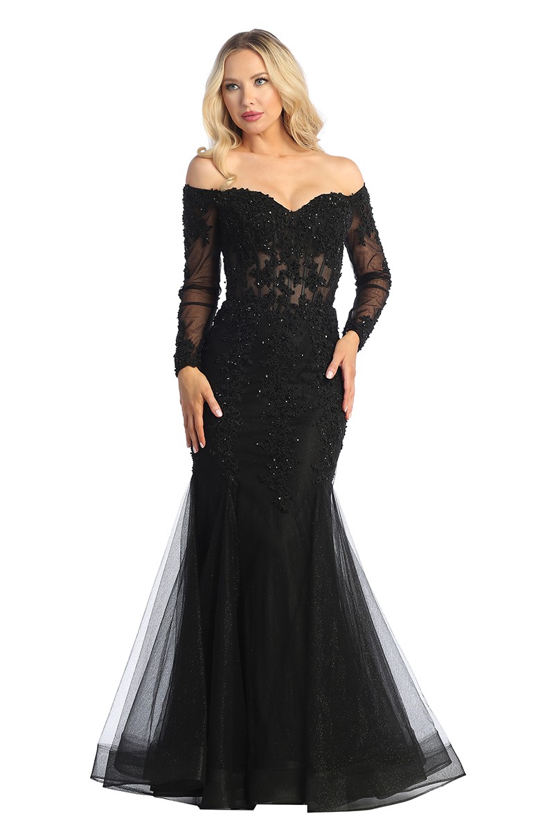 Robe de soirée longue, sexy et élegante avec manches.