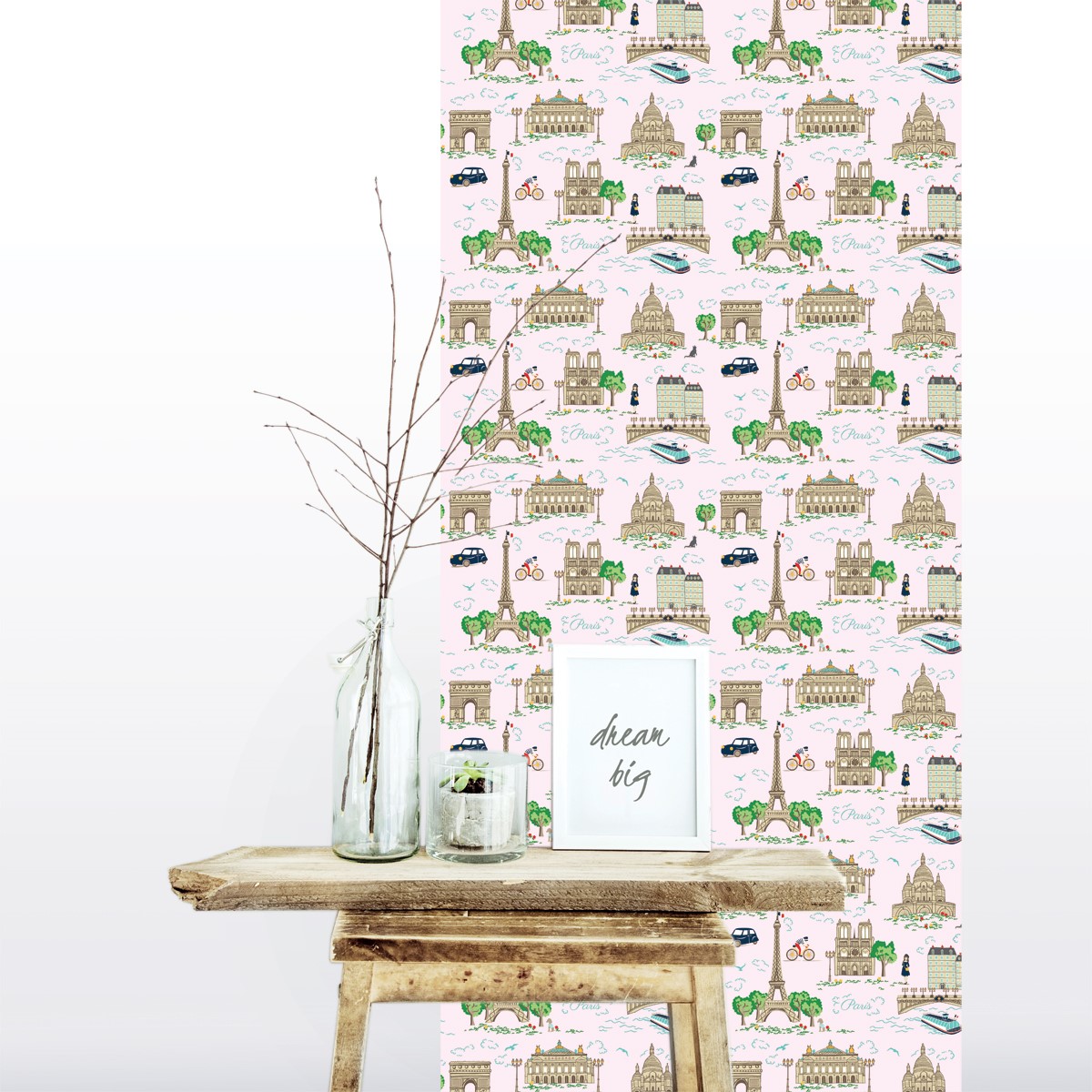 Lé De Papier Peint 7013 Toile De Paris Rose Décostickers Et