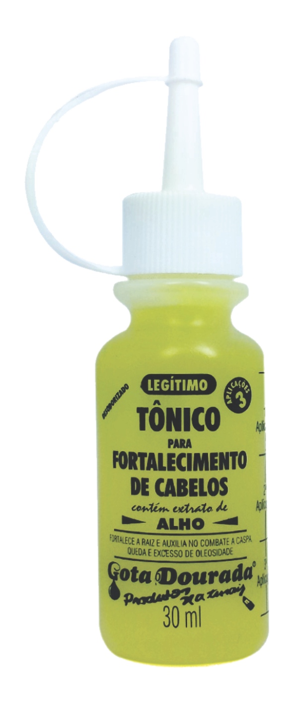 Tônico fortalecedor de Alho Gota dourada para queda de cabelo, cabelos com dificuldade de crescimento e caspas