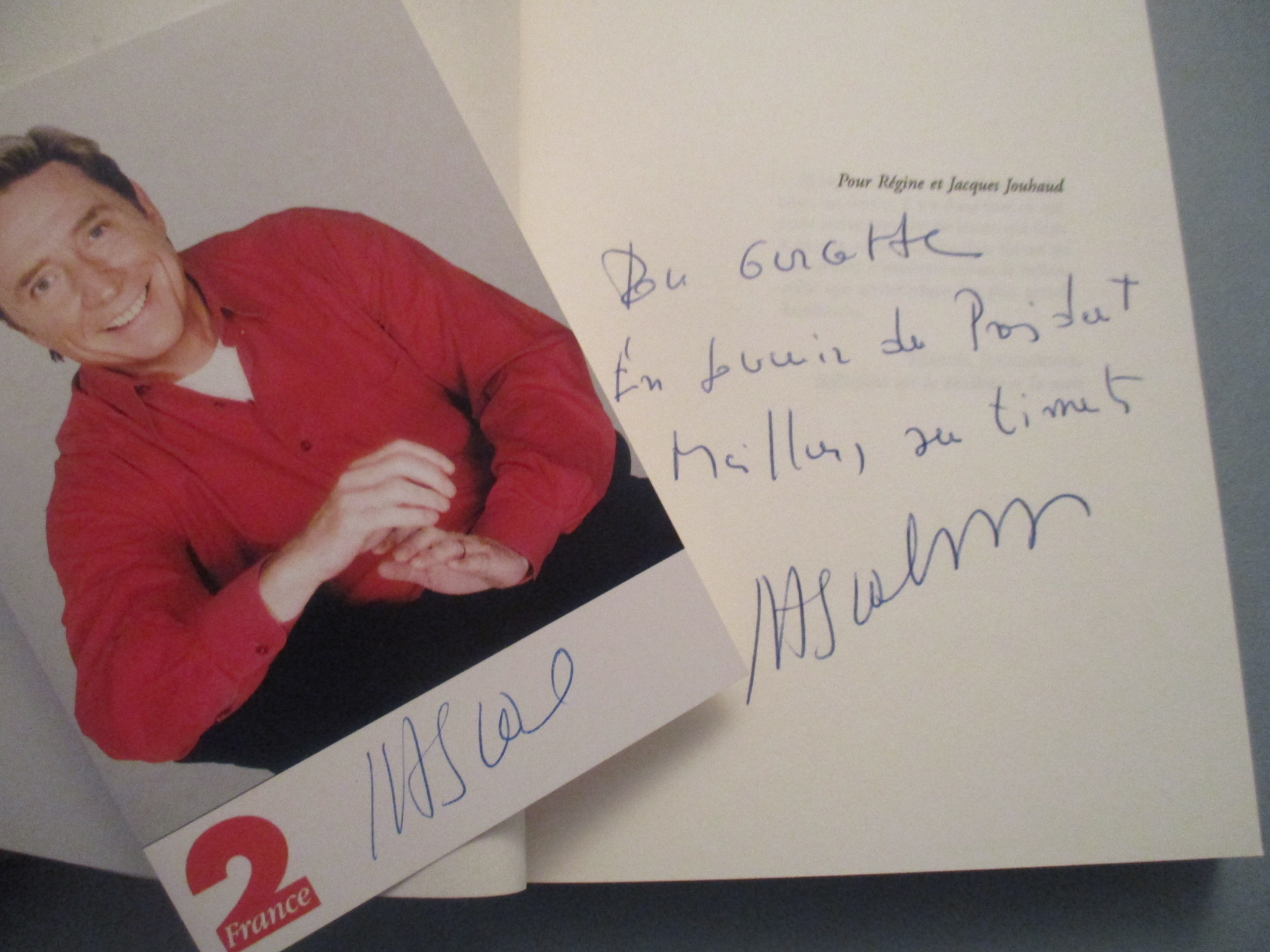 Dédicace de Pascal Sevran sur Mitterrand les autres jours + carte France 2 dédicacée, Albin Michel