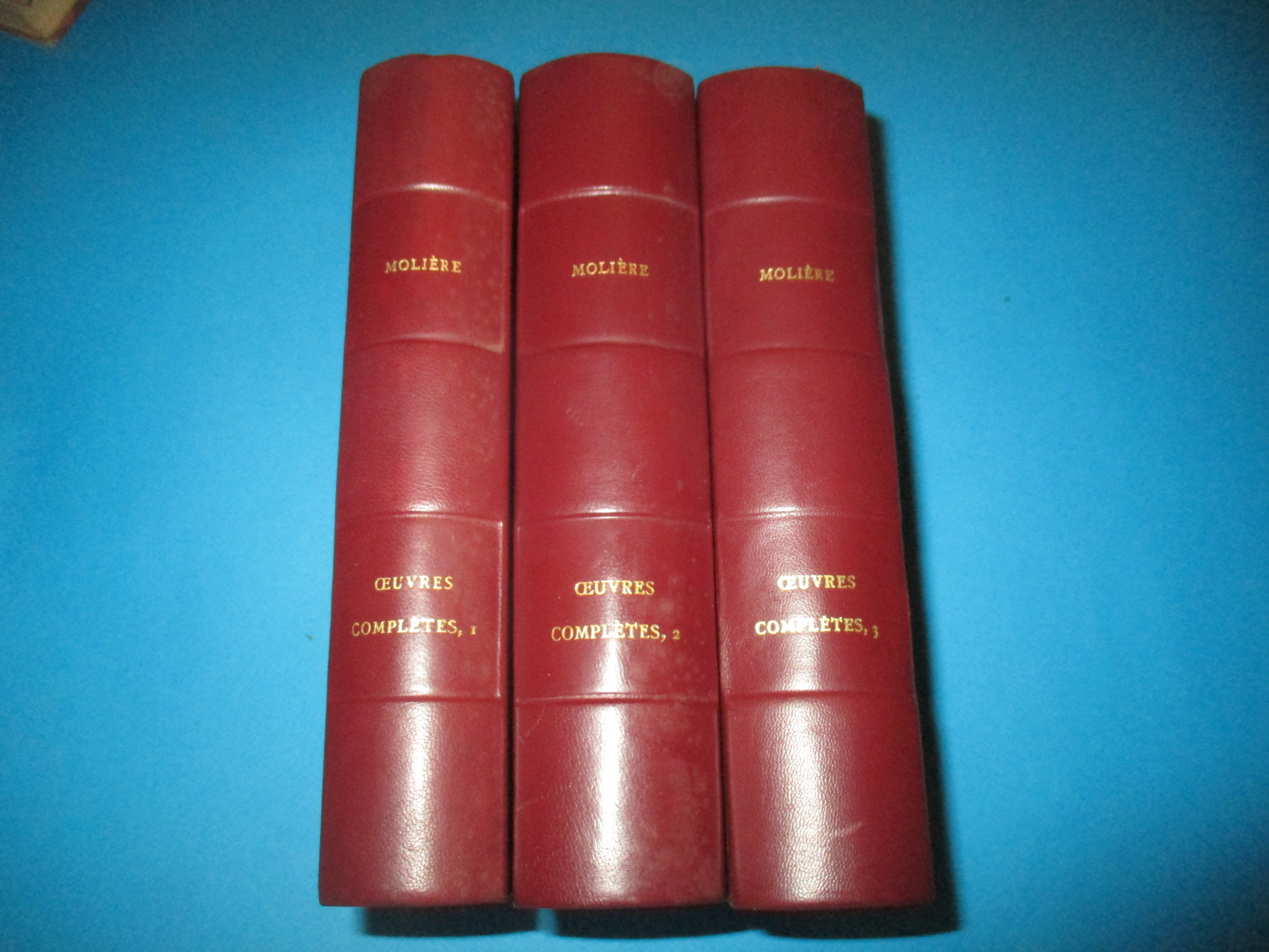 Lot 3 volumes Oeuvres Complètes de Molière, tomes 1 à 3, n° Le Nombre d\'Or Club du Meilleur Livre 1954-1956