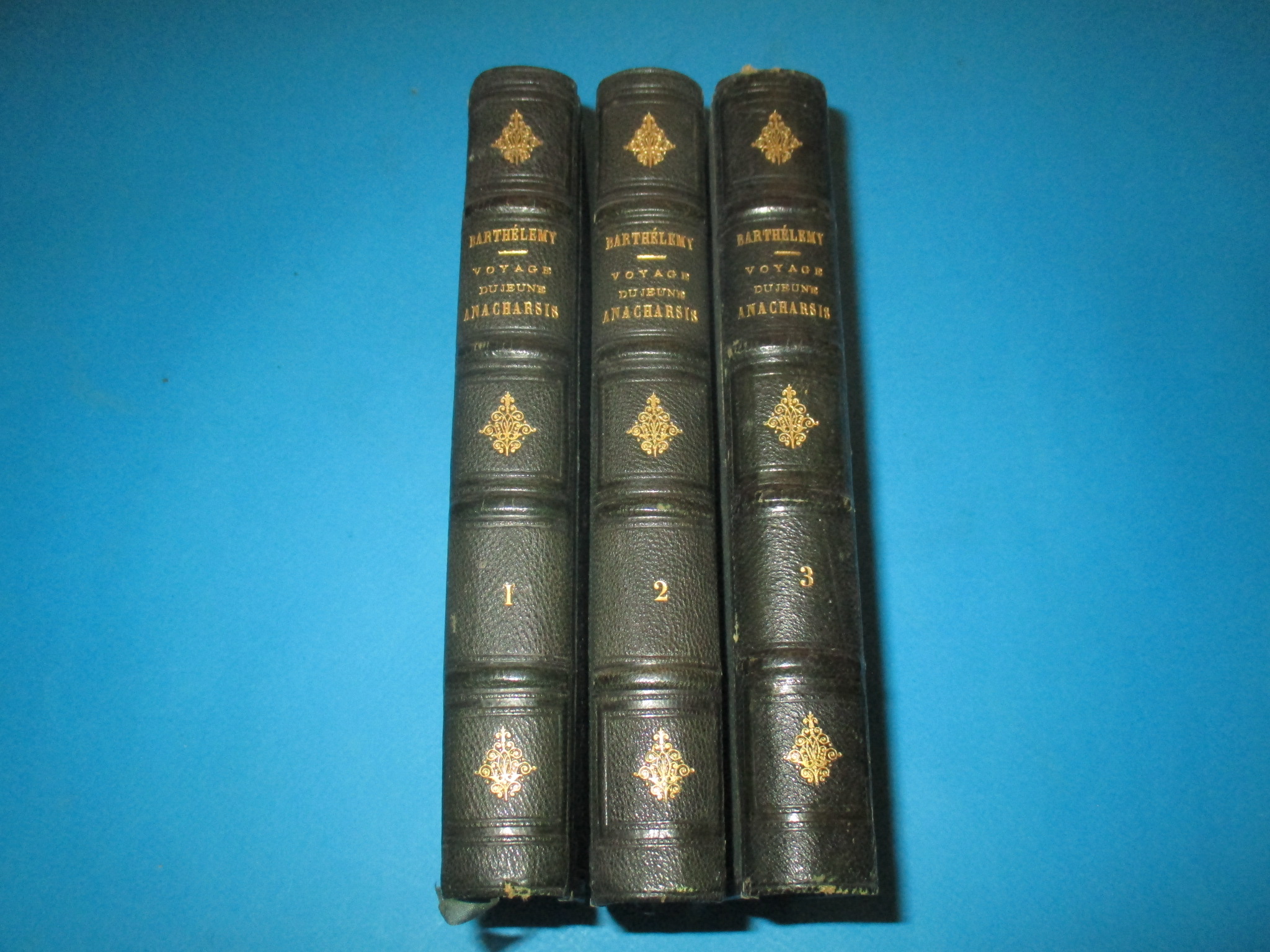 Voyage du jeune Anacharsis en Grèce dans le milieu du quatrième siècle par Barthélemy, 3 volumes, tomes 1 à 3, Hachette 1860