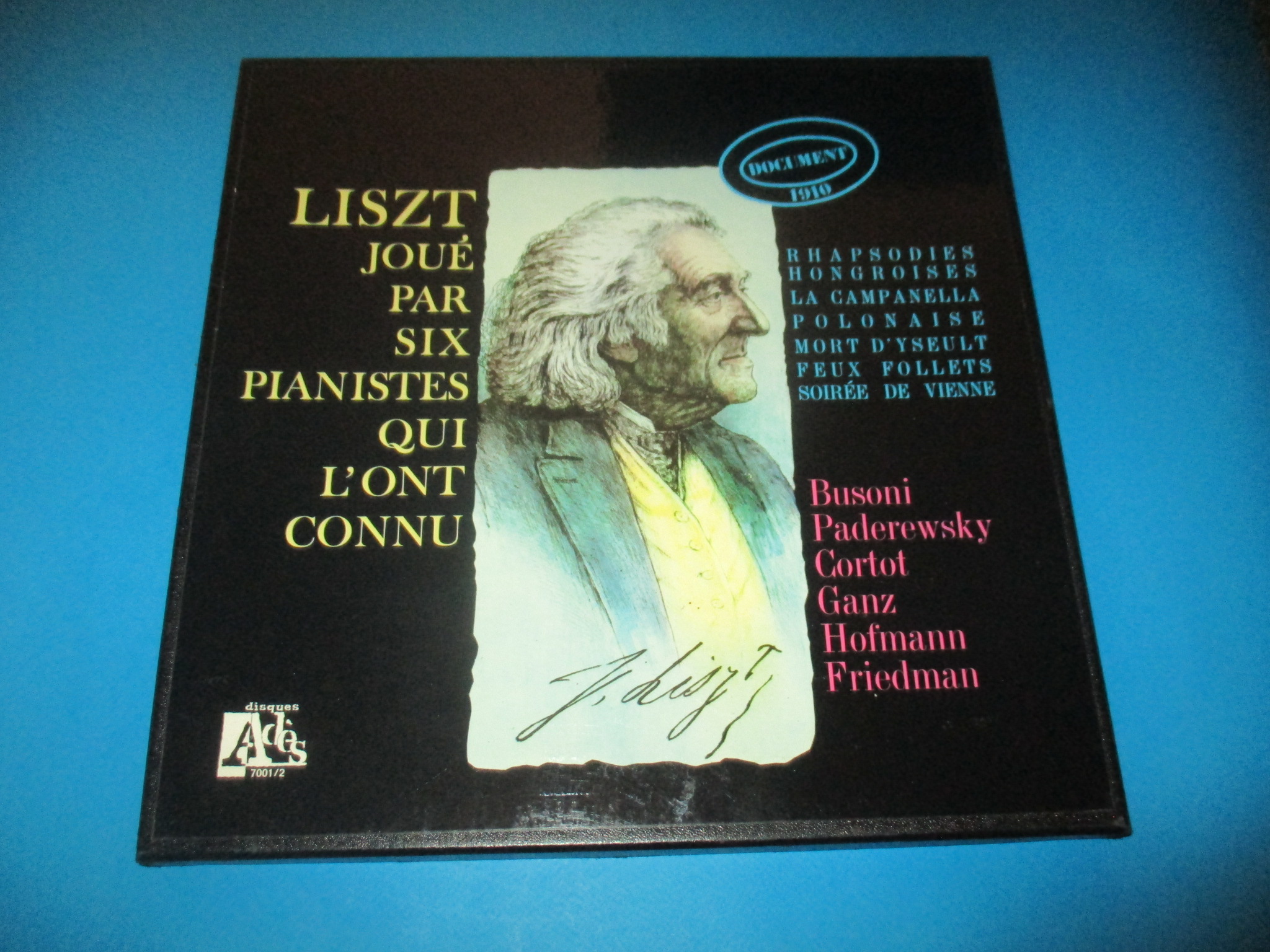 Coffret 2 disques Liszt joué par six pianistes qui l\'ont connu, Rhapsodies Hongroises La Campanella Polonaise Mort d\'Yseult Feux Follets Soirée de Vienne, Adès