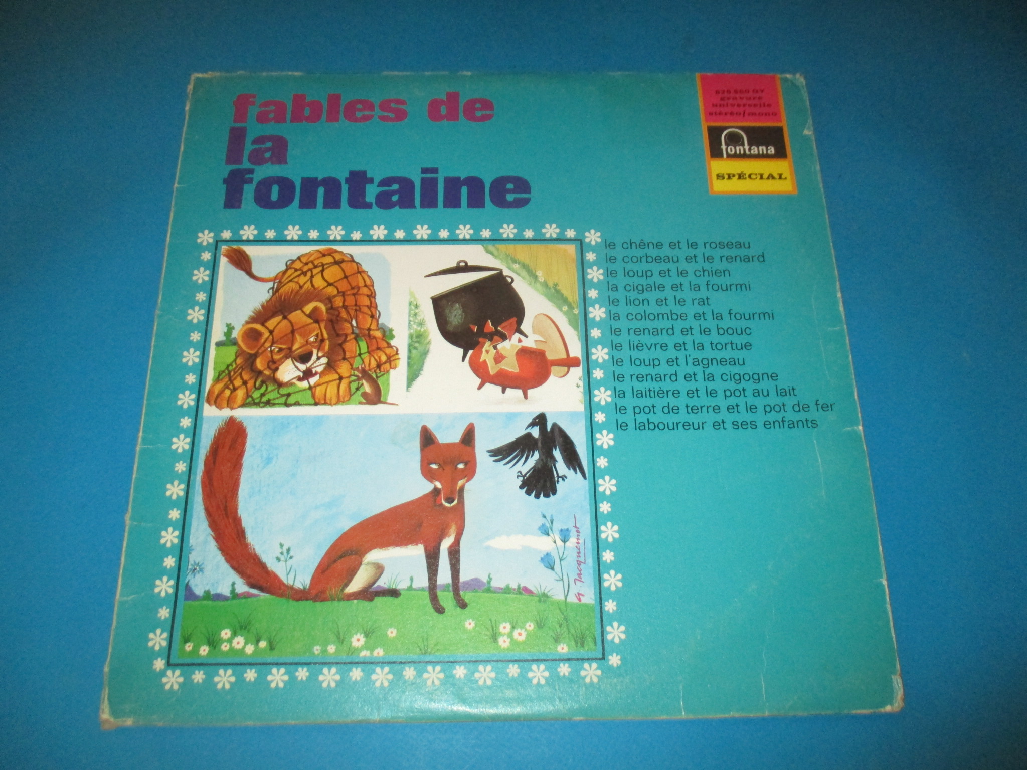 Disque 13 Fables de la Fontaine, Jean Marchat & Denise Gence, Fontana Spécial 826.560 QY