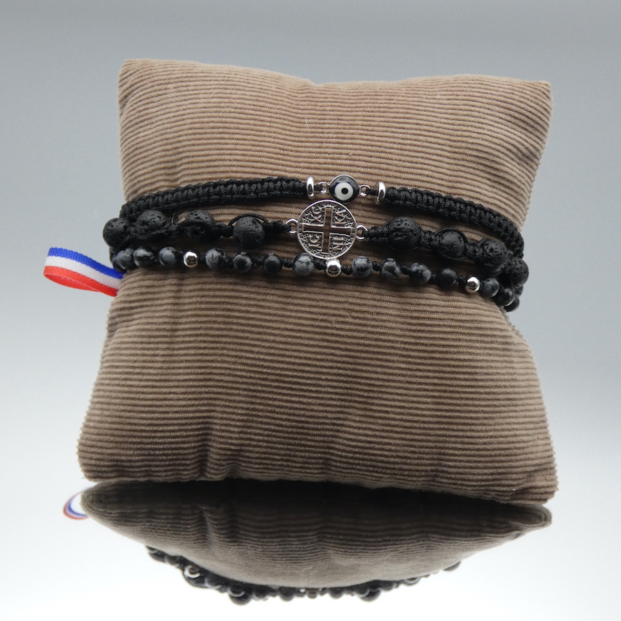Bracelet de protection homme pierre obsidienne