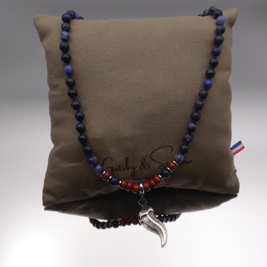 Collier homme Sodalite et jaspe