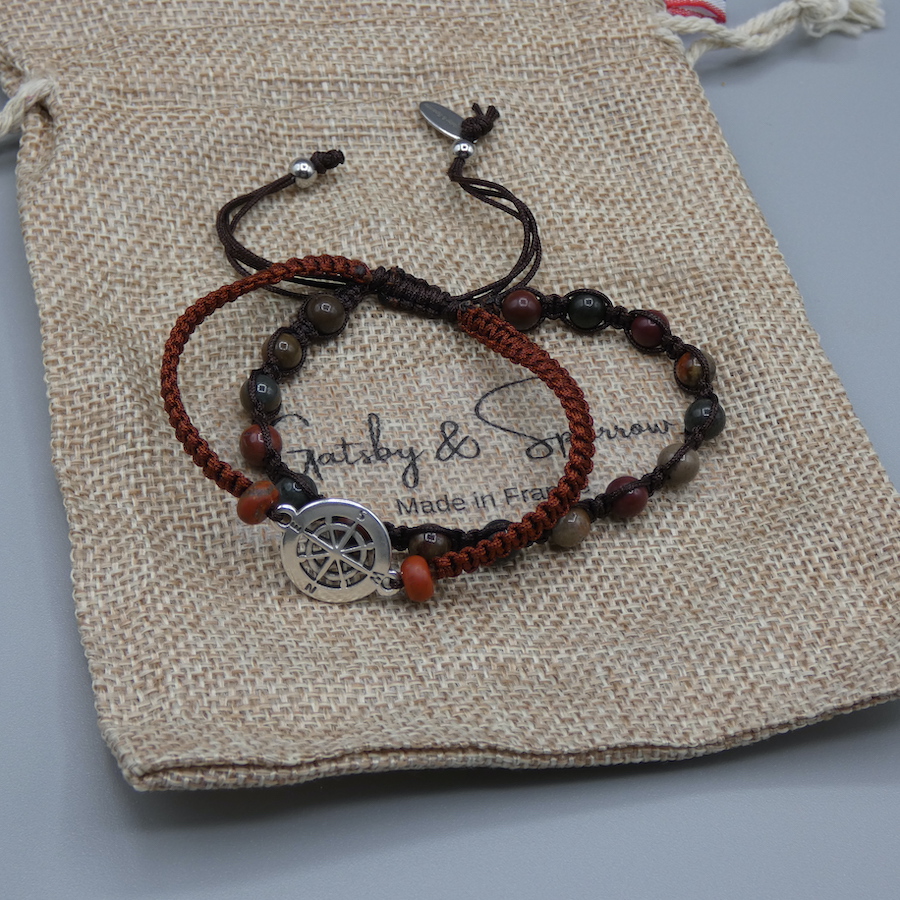 Bracelet double "Eric " pierre de jaspe