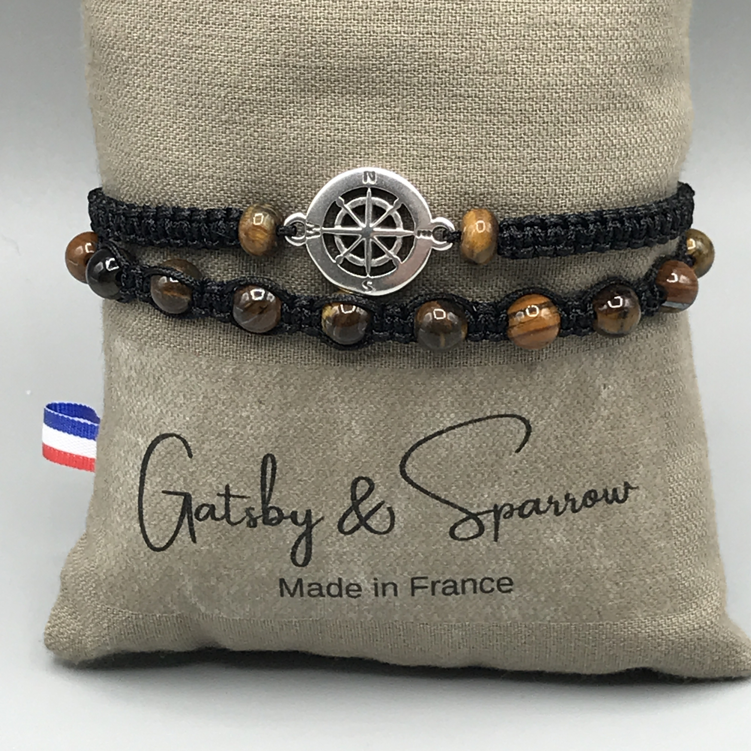 Bracelet double pour homme oeil de tigre " Eric"