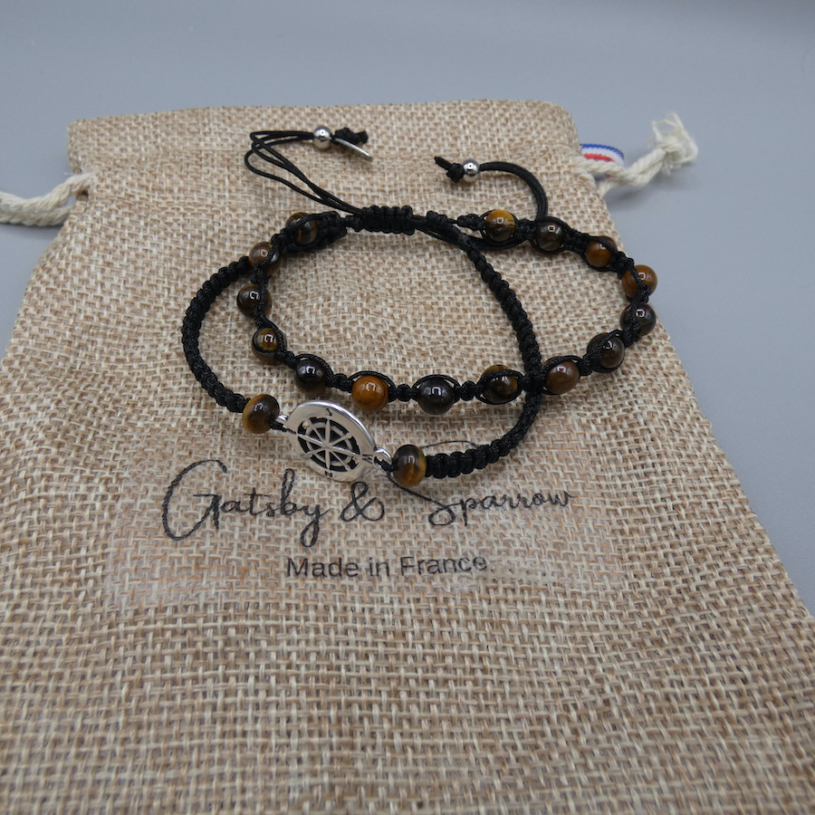 Bracelet double Eric en oeil de tigre