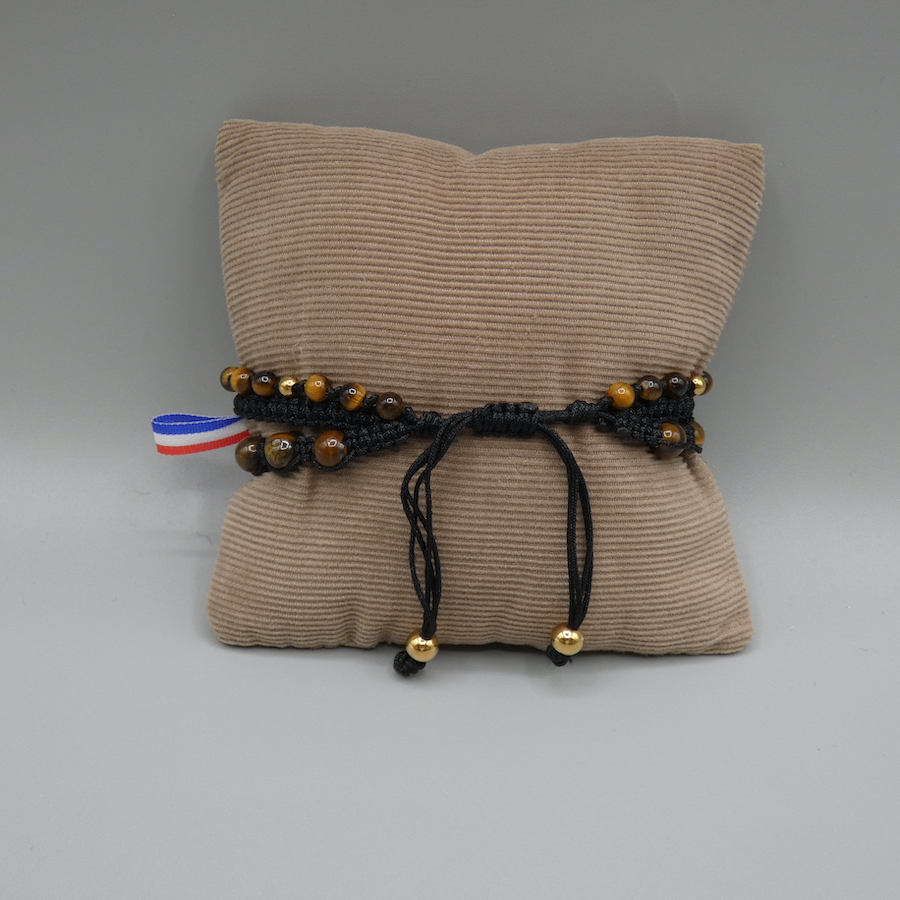 Bracelet triple Paul  oeil de tigre doré dos