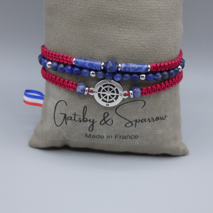 Bracelet trois rang Titouan en Sodalite