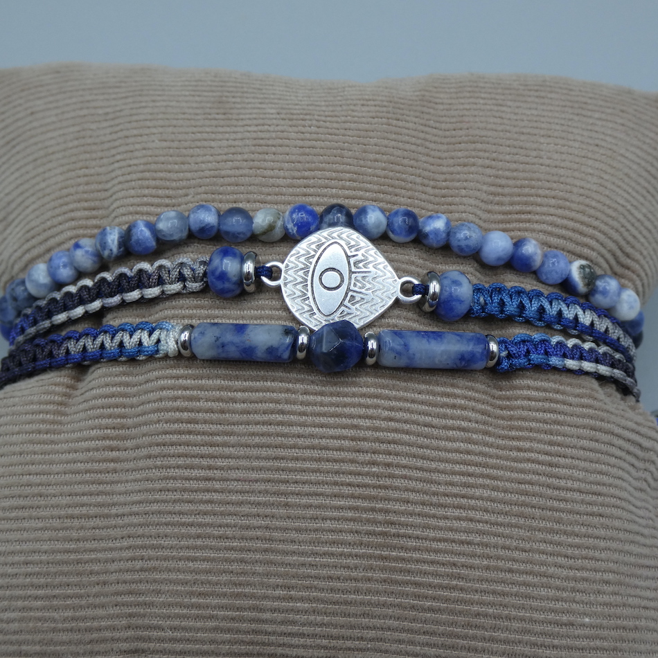 Bracelet Homme en Sodalite Horus Trois rang