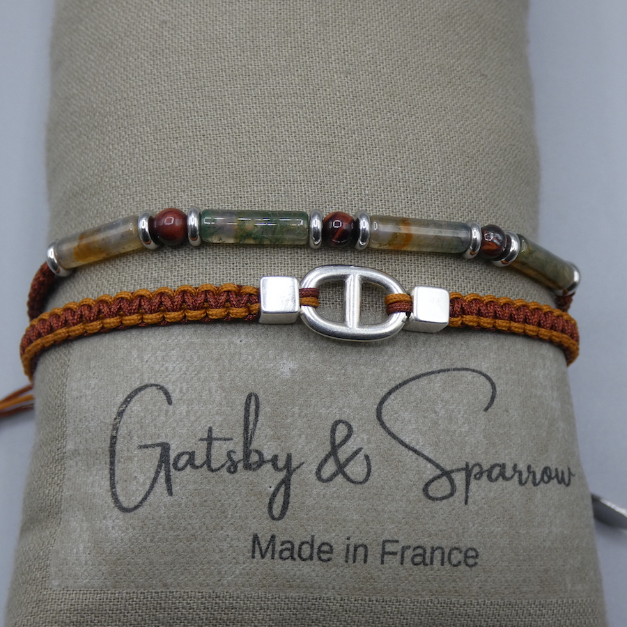 Bracelet pour homme en agate Ethan
