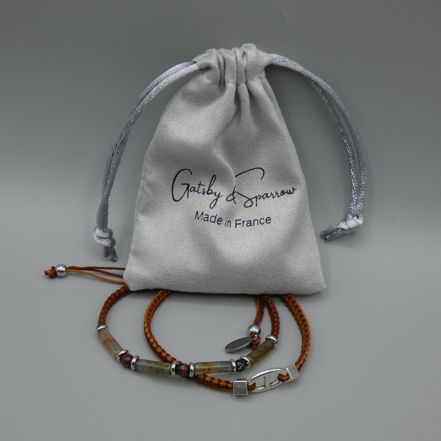 Bracelet en pierre agate homme modéle Ethan