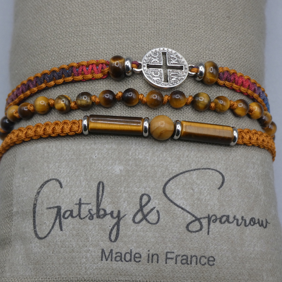 bracelet pour homme pierre naturelle oeil de tigre made in France