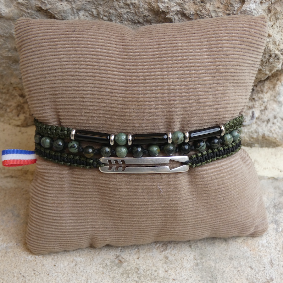 Bracelet Anoki-homme-tendance-pierre-Kaki