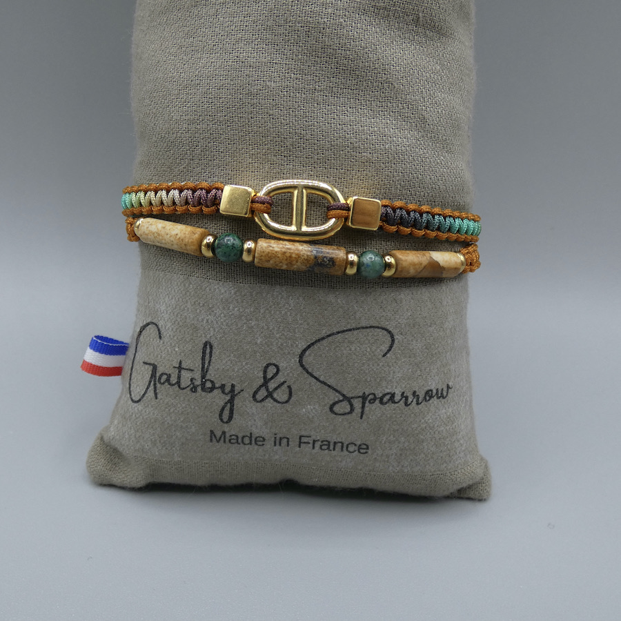 Bracelet doré-homme-pierres naturelles-tendance-mode