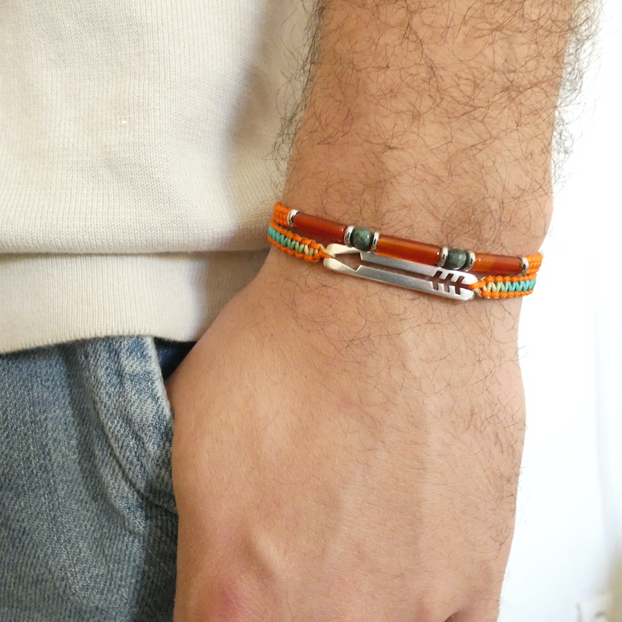 Bracelet-bijoux-homme-tendance-cornaline