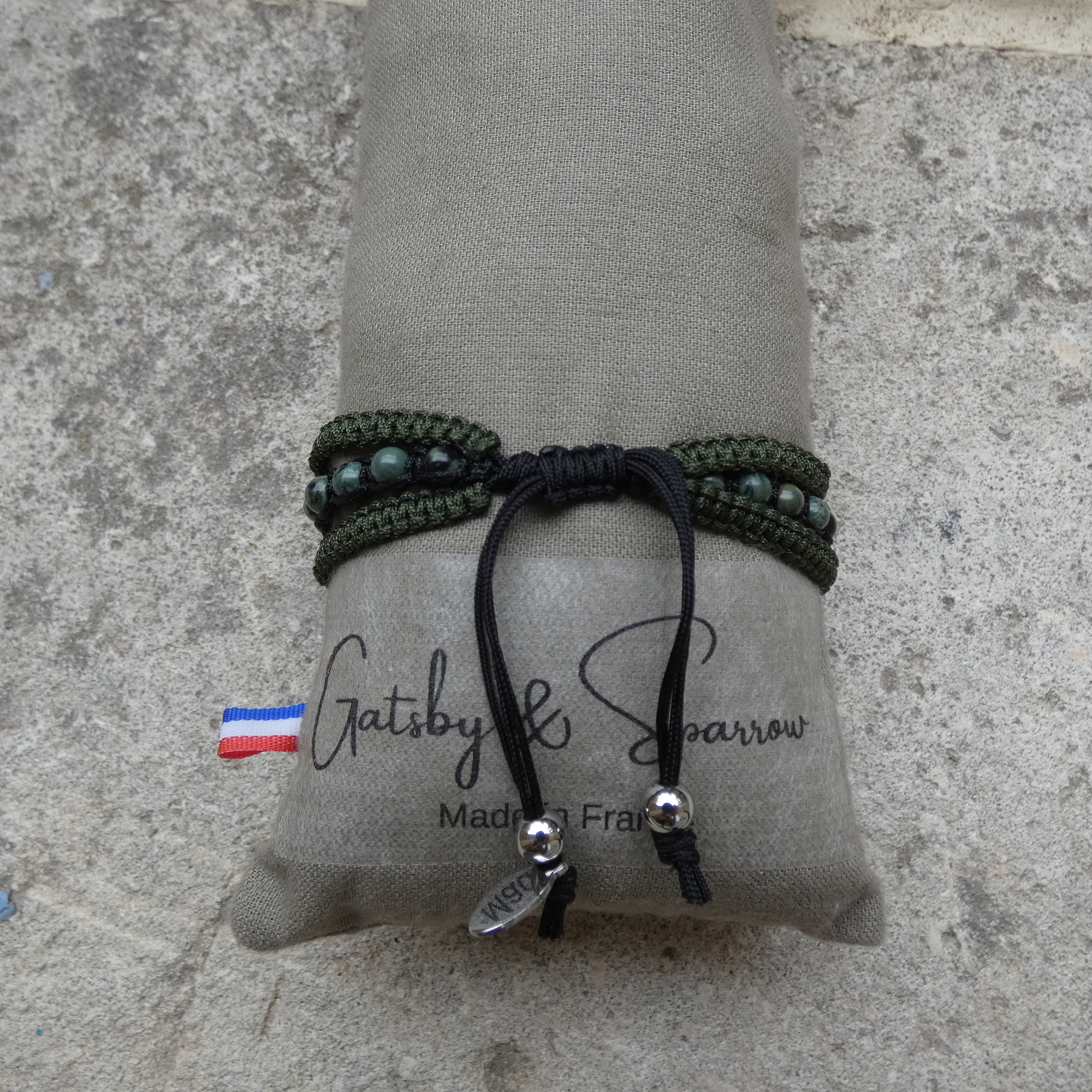 bracelet -triple-jaspe-vert-homme