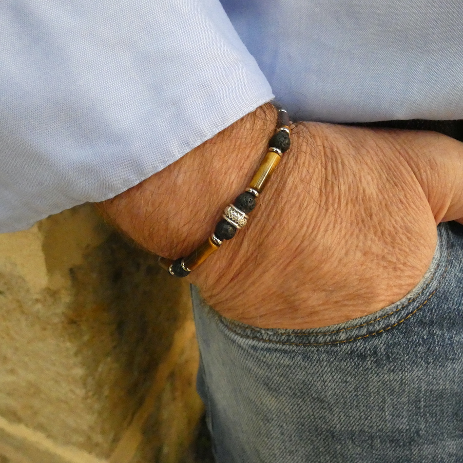 Bracelet-simple-homme-oeil-de-tigre-lave-marron-noir-renato-