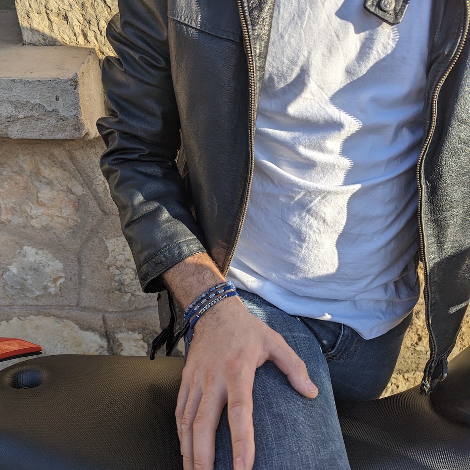 Bracelet-lanceloet-triple-homme-bleu-sodalite stack-