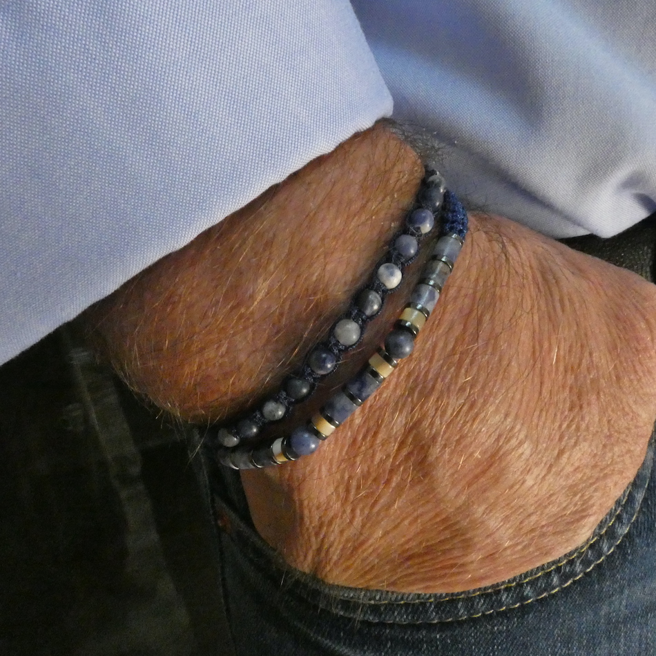 Bracelet -double-roméo-sodalite-homme-tendance-pierre-naturelle-heishi-nacre