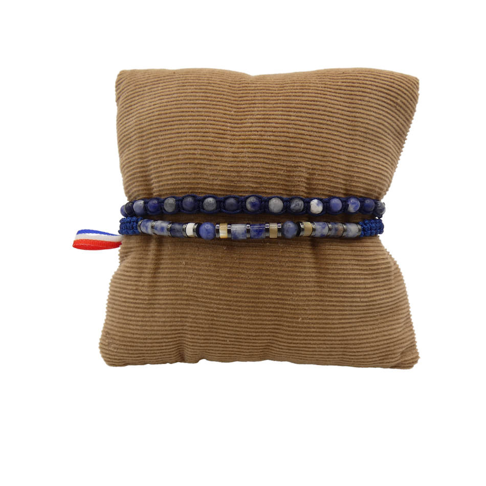 Bracelet-romeo-double-Sodalite-pierre-naturelle-frabrication-artisanale-France