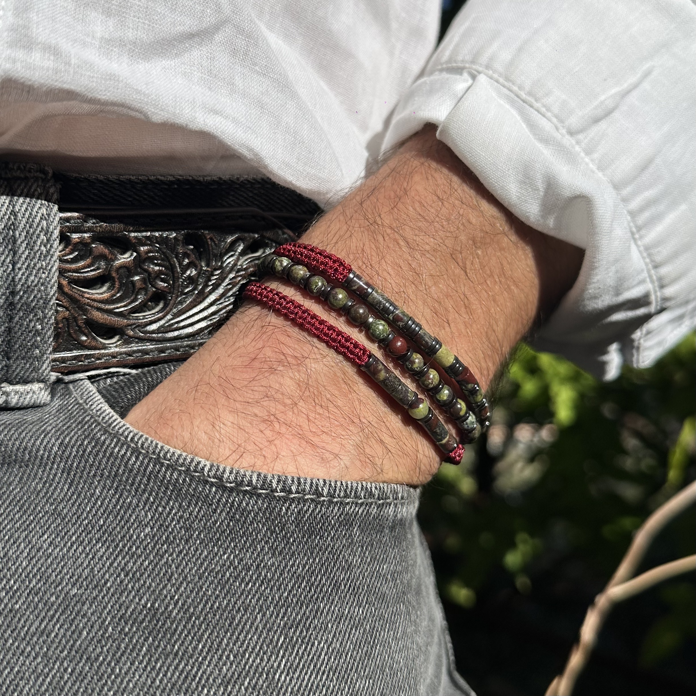 Bracelet-triple-Arthur-homme-pierre-jaspe-sanguin.