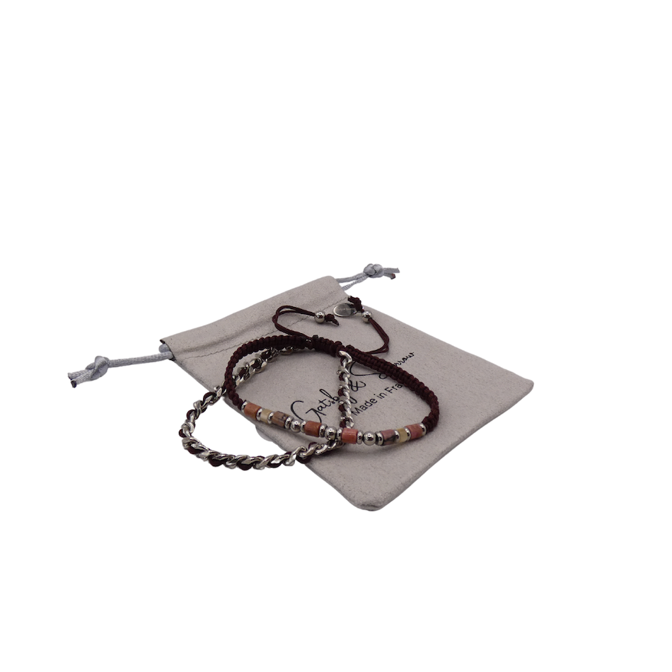 Bracelet)double-Parceval-rhodonite -nacre