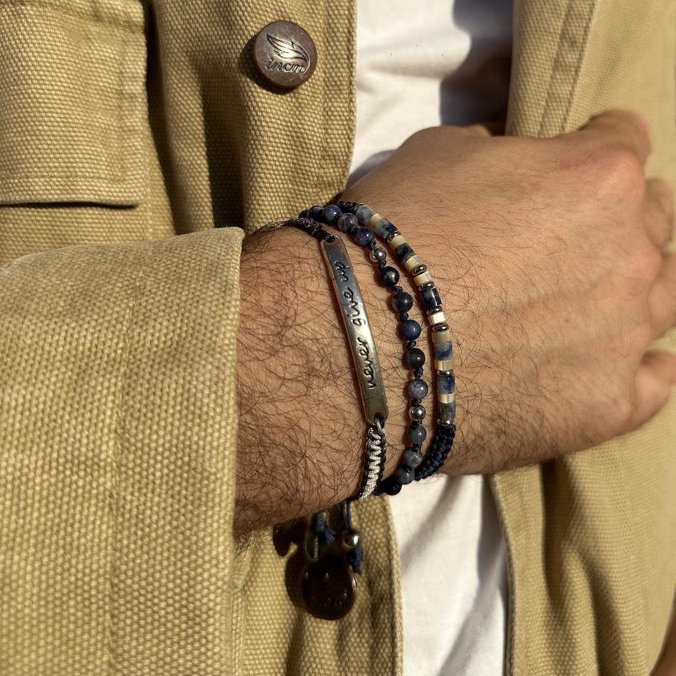 bracelet-Harold-bleu-sodalite-nacre -tendance -Triple-homme