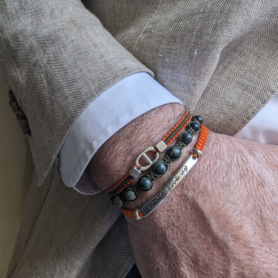 Bracelet- Laurent-trio-oarange-homme-pierre-naturelle-jaspe-kaki