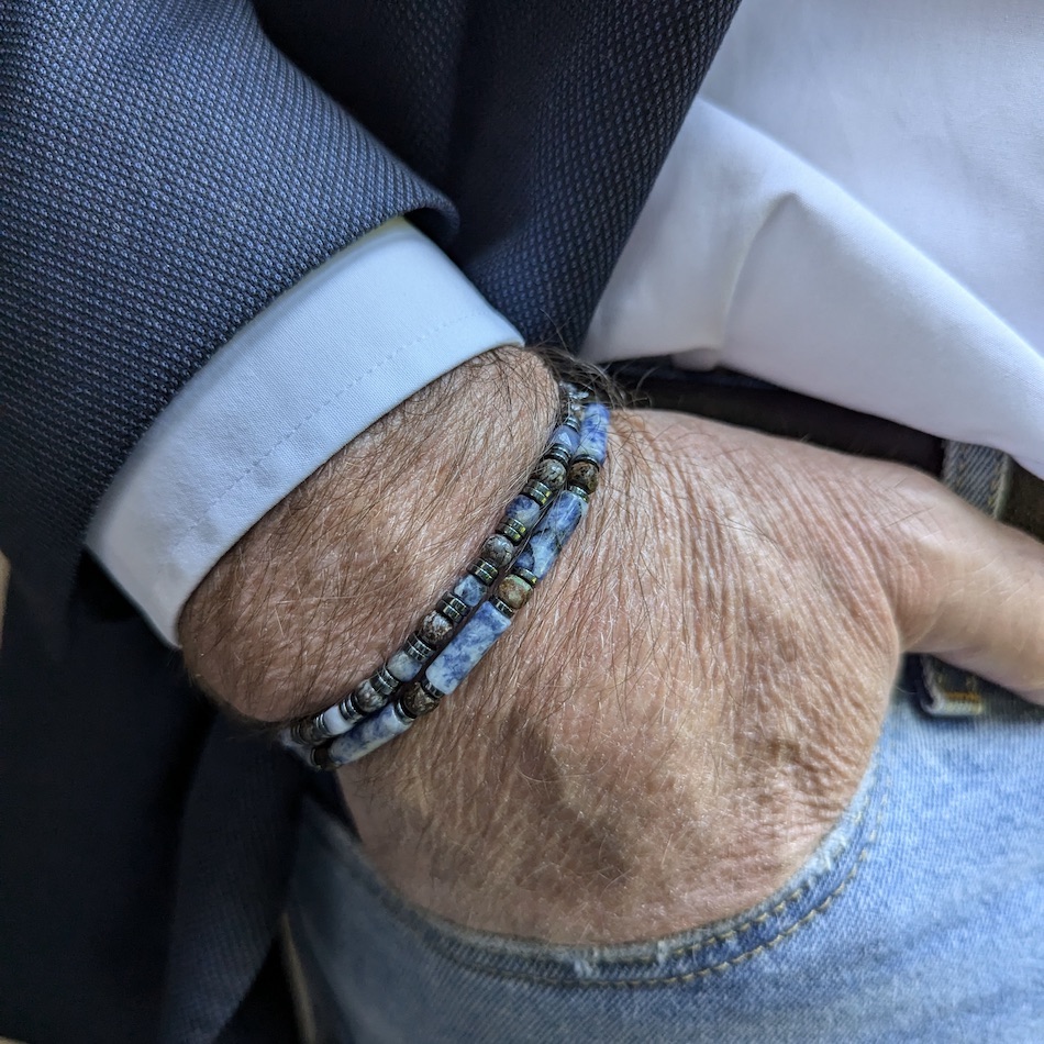 Bracelet-homme-pierre-naturelle-sodalite -double rang-bleu