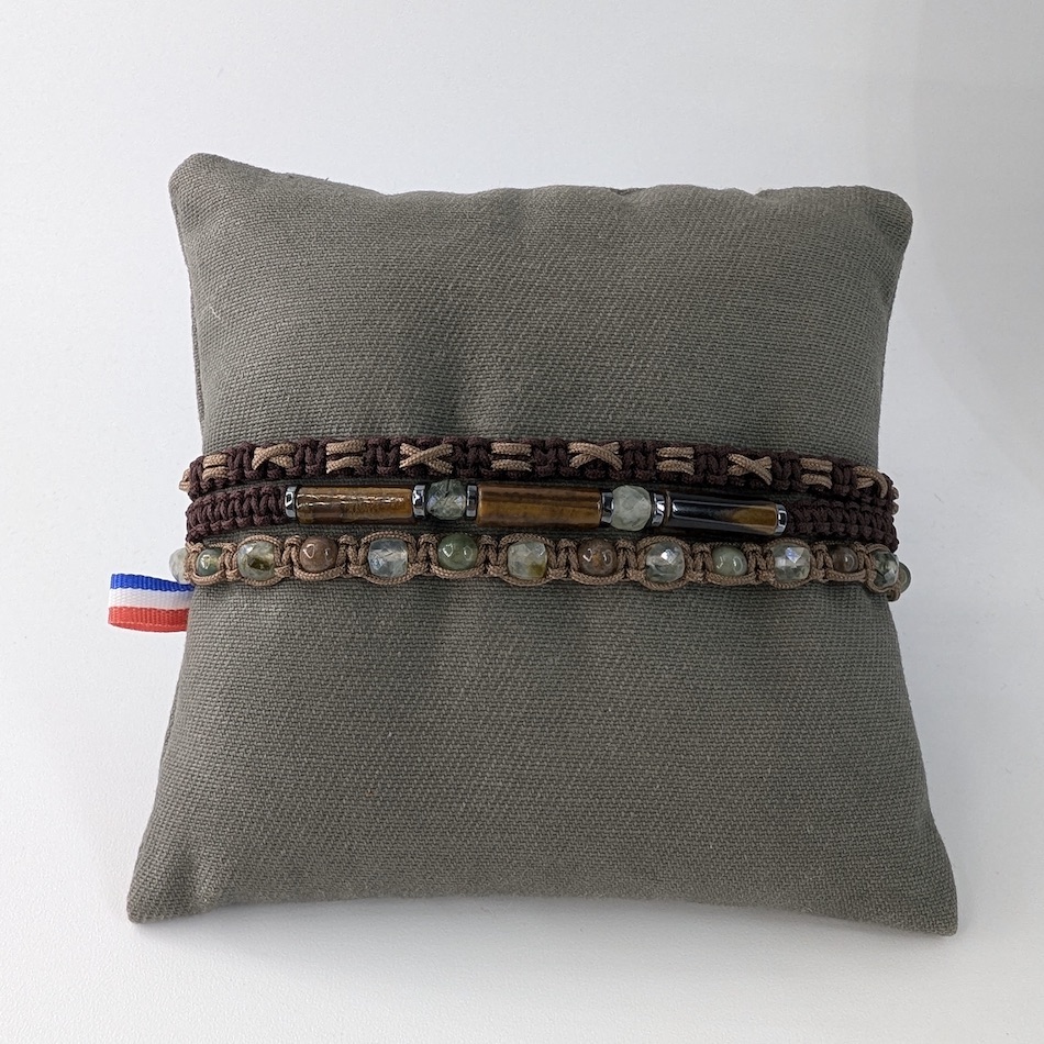 Bracelet-lilian-homme-tressage-artisanal-marron-pierre-naturelle-prehnite-oeildefer