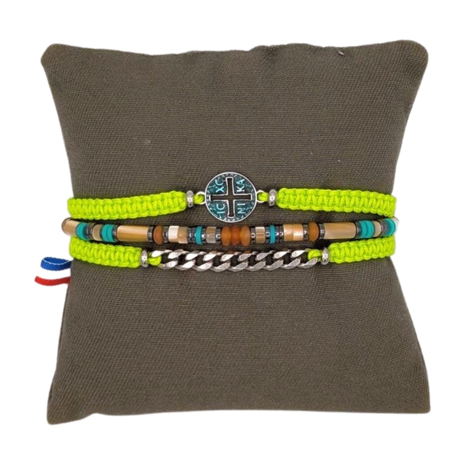 Bracelet -Lewis-jaune-fluo-nacre-protection-bracelet-homme