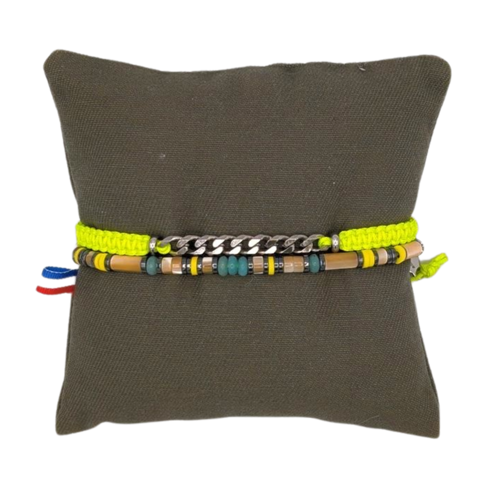 Bracelet-2R-Lewis-jaune -Fluo-amazonite-bracelet-homme-tendance
