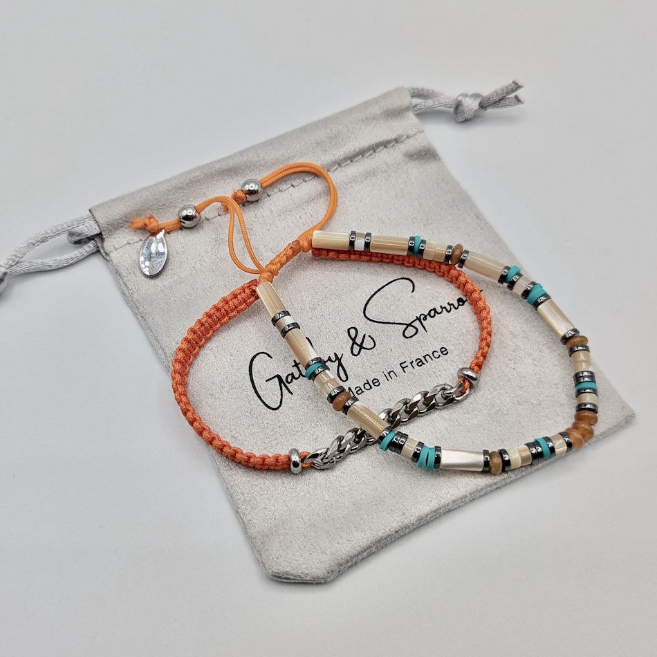 bracelet-lewis-orange-double-nacre-amazonite-chaine