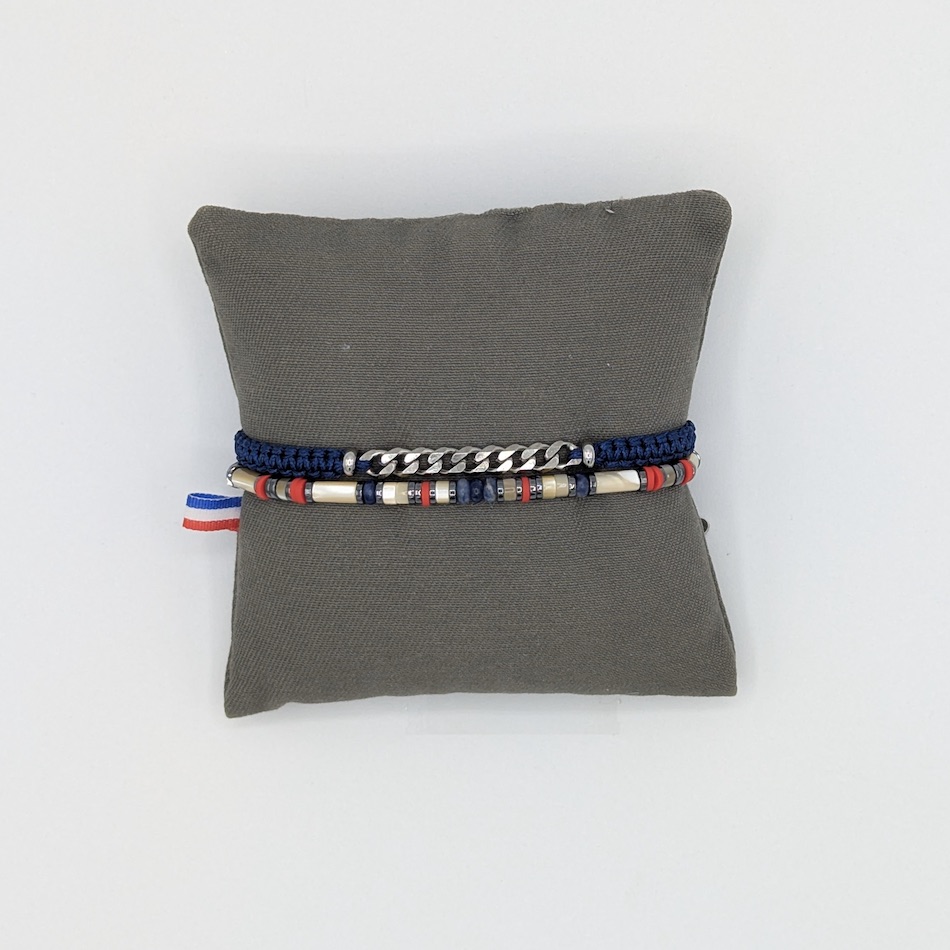 Bracelet-lewis-rouge-bleu-homme-nacre-chaine-artisanat-france
