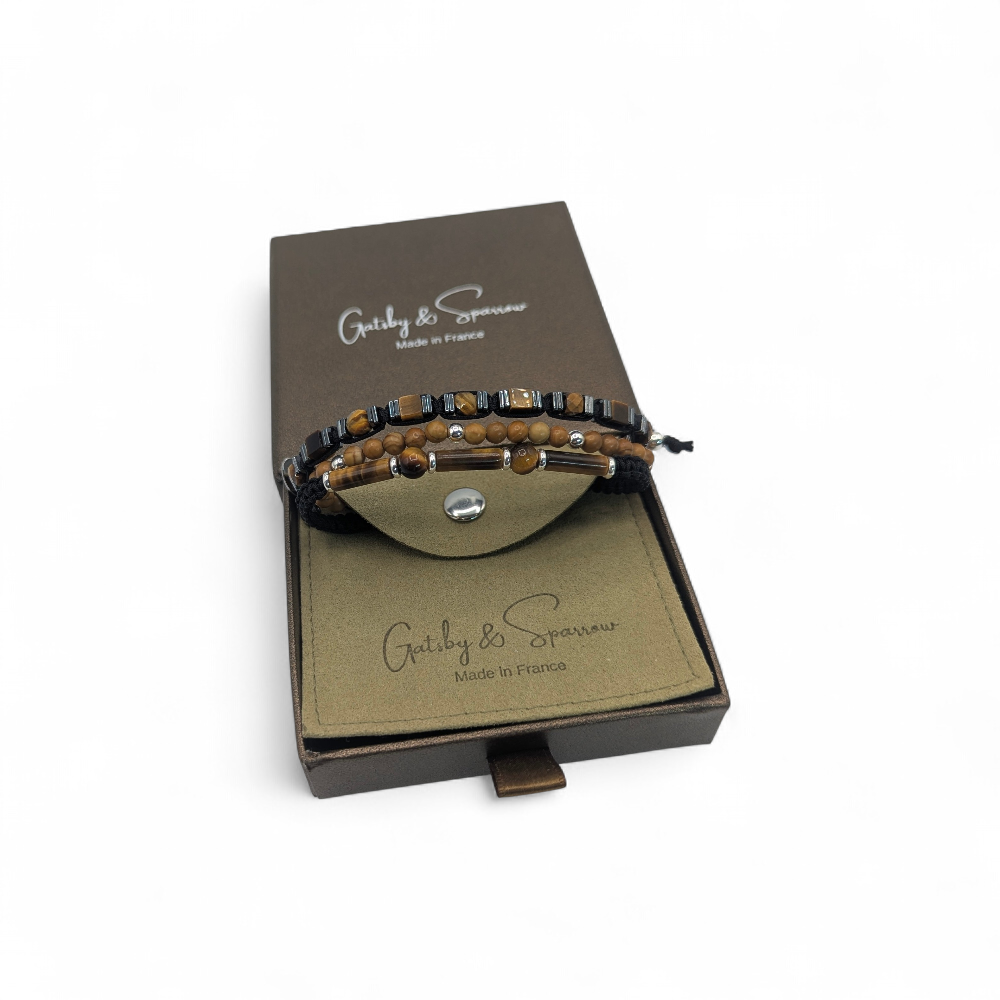 Bracelet-homme-Arcadius-triple-oeil de tigre-collection prestige
