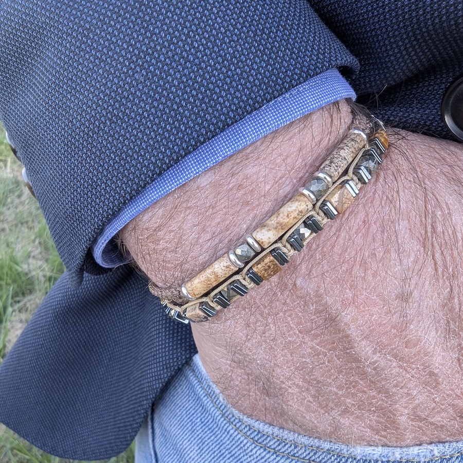 Bracelet Jovien Gatsby &amp; Sparrow en pierres naturelles Pyrite  argent 925