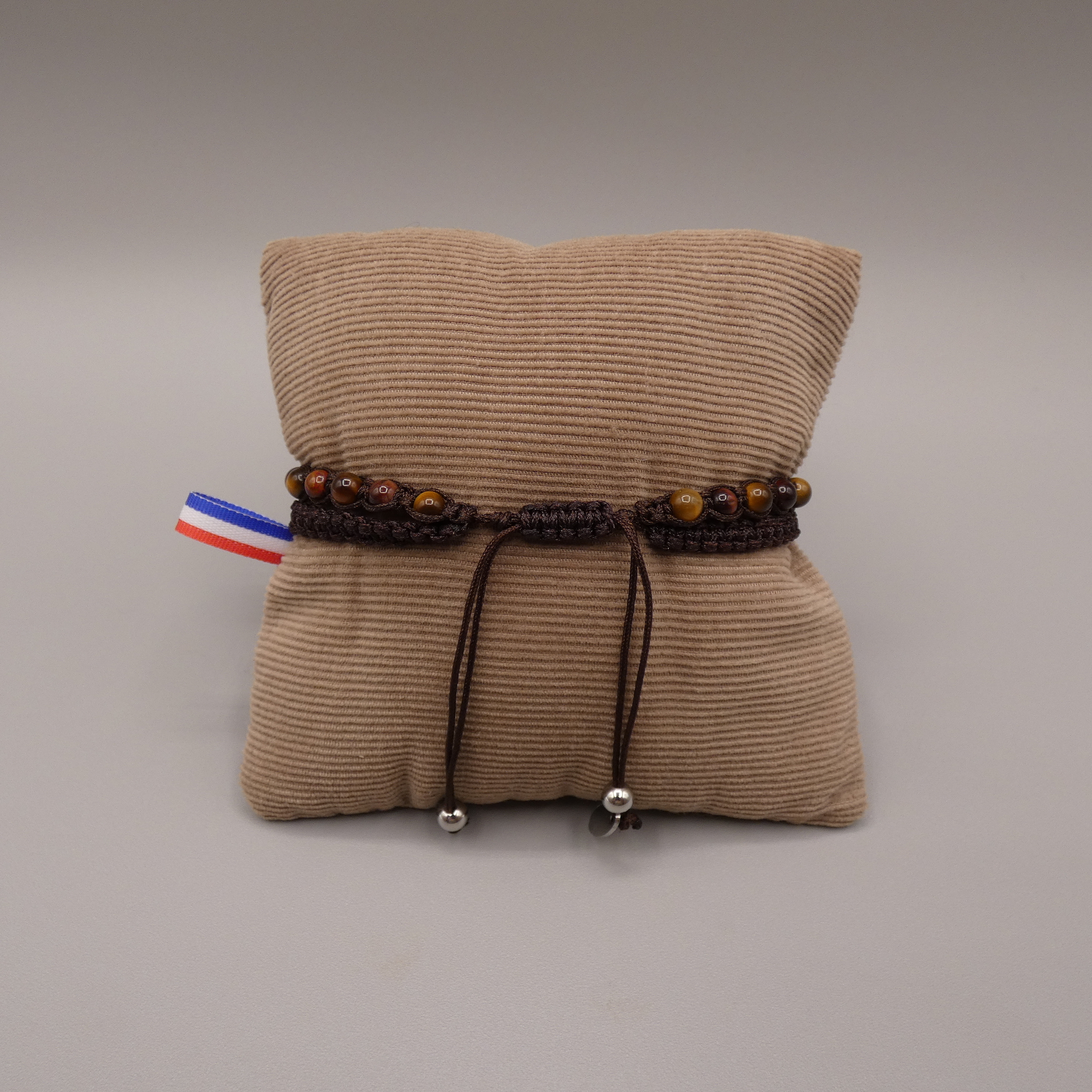 Bracelet homme pierre deux rangs oeil de tigre oeil de taureau
