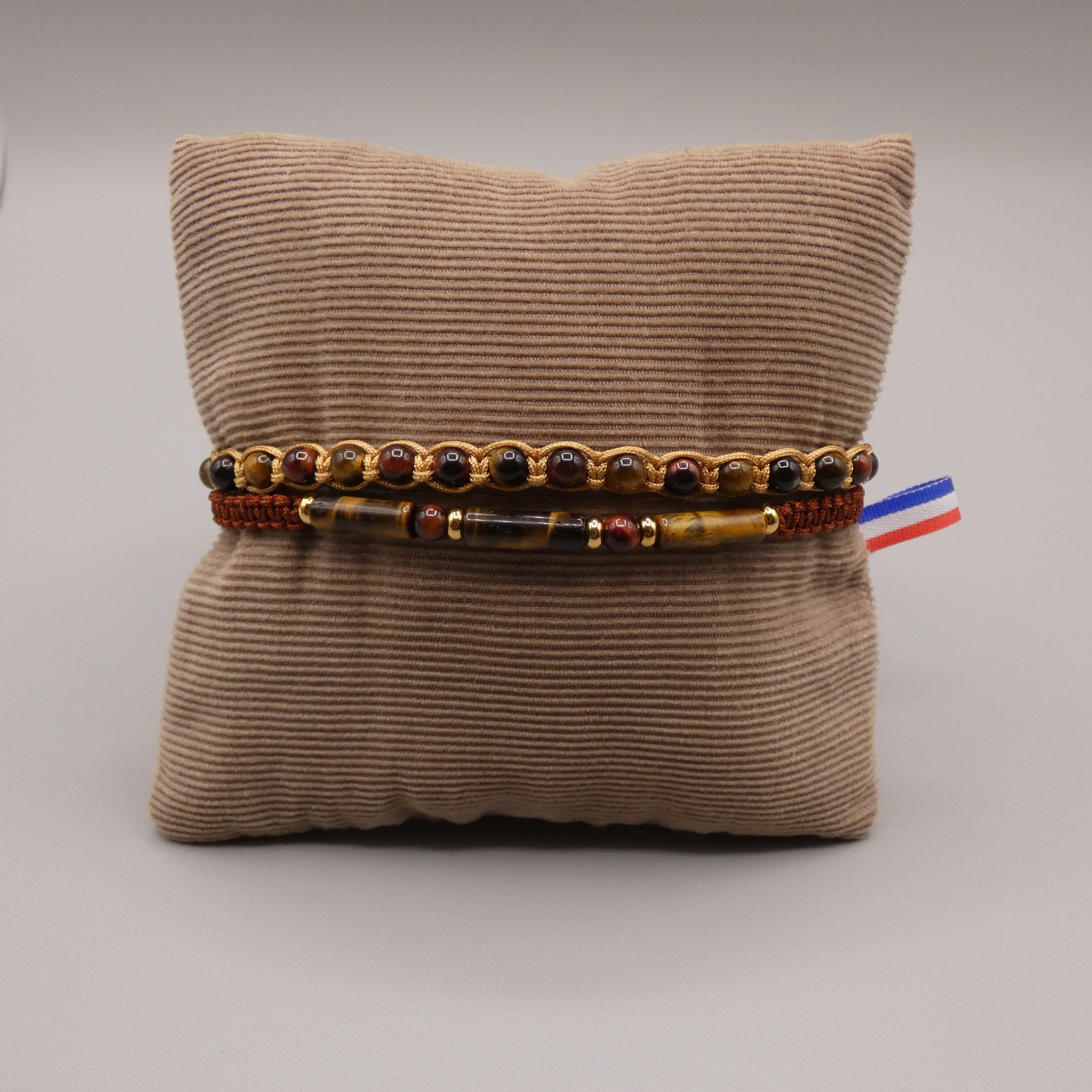 Bracelet homme pierre naturelle oeil de tigre oeil de taureau