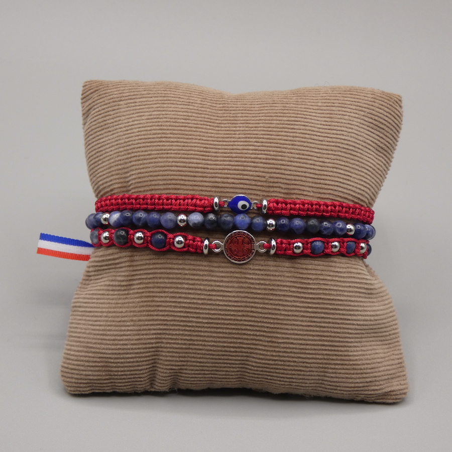 Bracelet homme amulette pierre sodalite