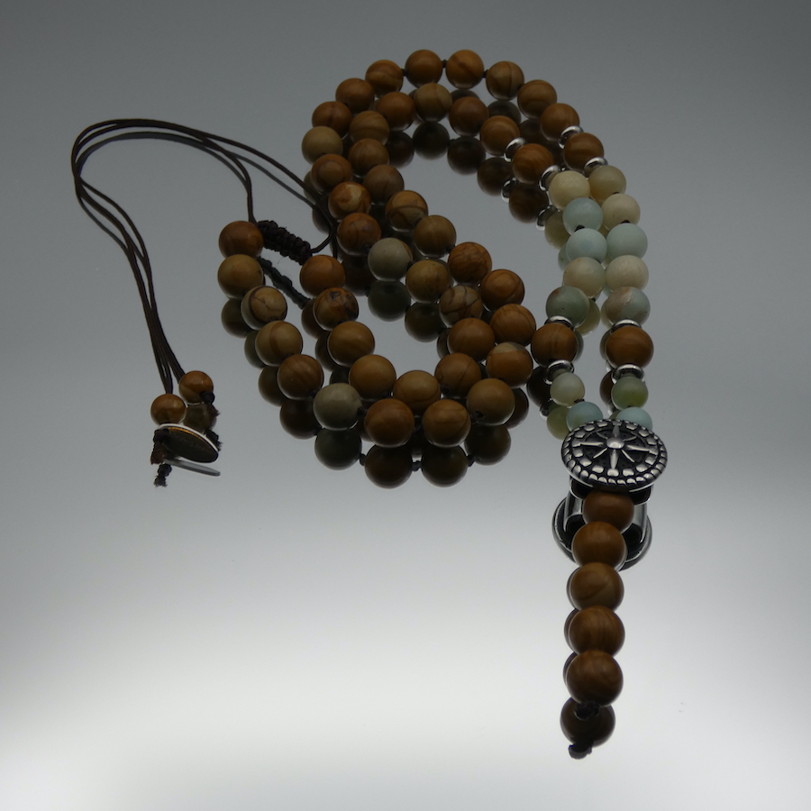 Collier sautoir homme style mala pierre amazonite
