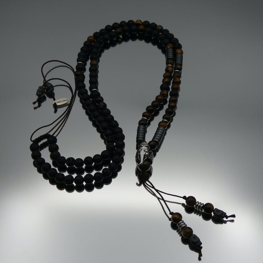 Collier Mala homme pierre pendentif Ganesh