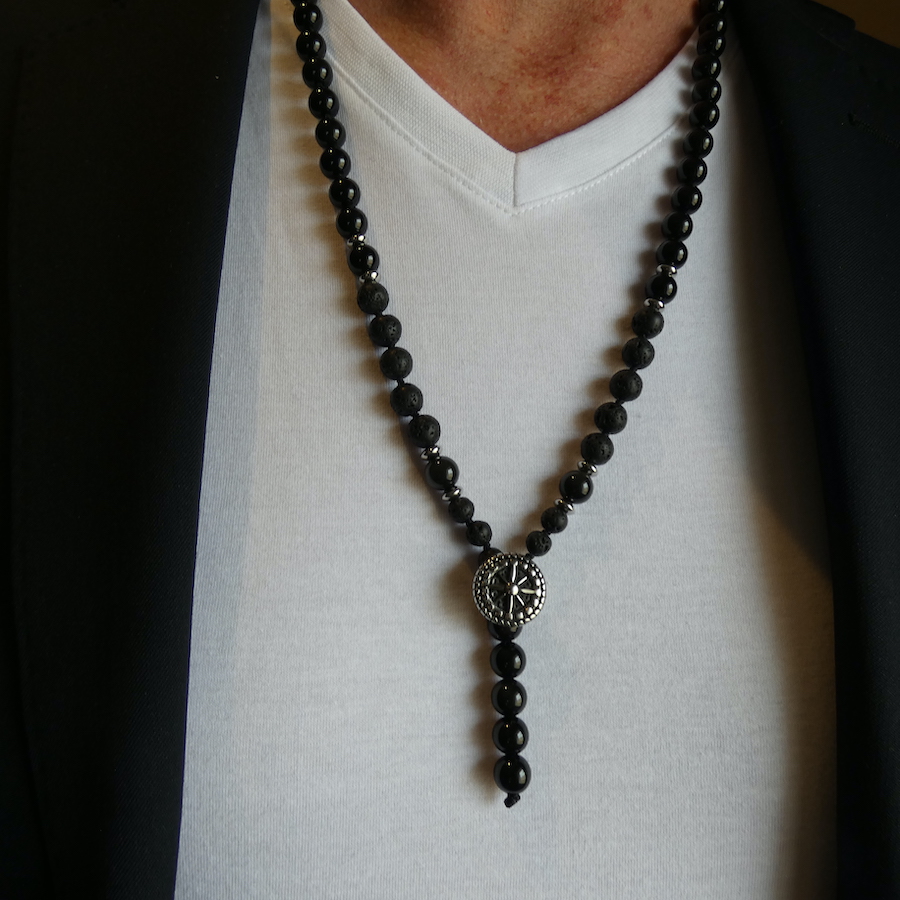 Collier sautoir homme pierre naturelle